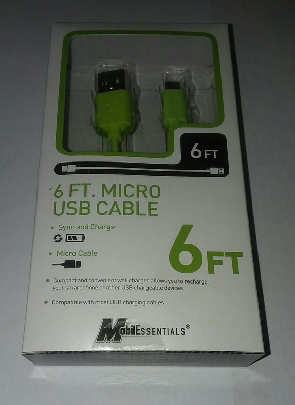 MOBILESSENTIALS 6ft Sync & charge Cable micro-USB Phone Charger Cable (Green)
