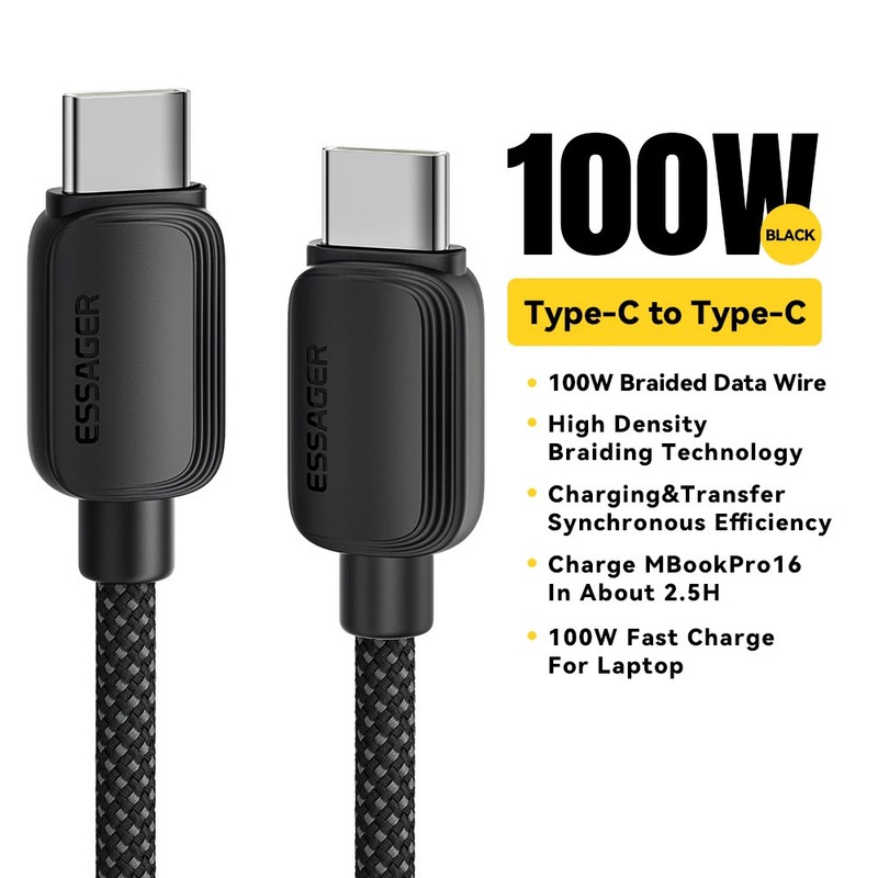 100W USB-C to USB-C Cable MacBook Samsung Xiaomi Huawei 5A PD Fast Charge 3M