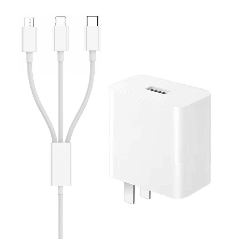 3-in-1 Fast Charge Wall Charger w/ Cable USB-A to USB-C Micro-USB gallery