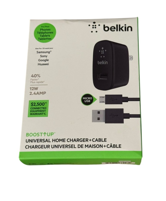 Belkin BOOST↑UP MICRO‑USB Home Charger + Cable – 12W Fast Charge – NEW