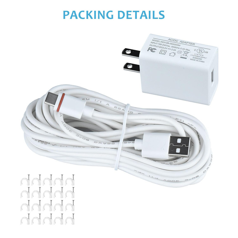 16Ft USB-C Power Cord with Adapter for Ring Stick up Cam Pro,Ring Spotlight Cam gallery