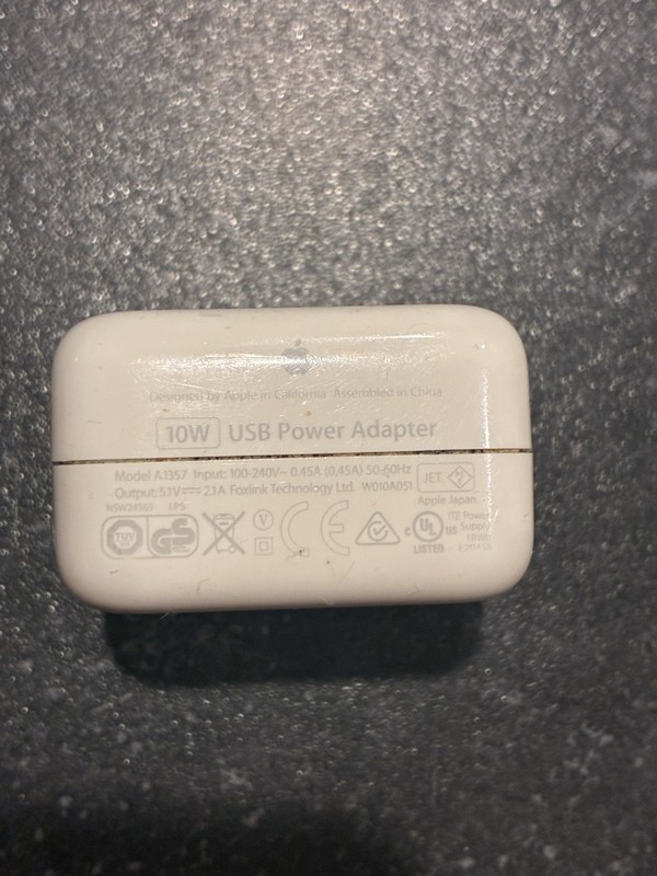 Pre-owned Apple 10W USB-A Power Adapter Charger for iPhone iPad iPod A1357 gallery