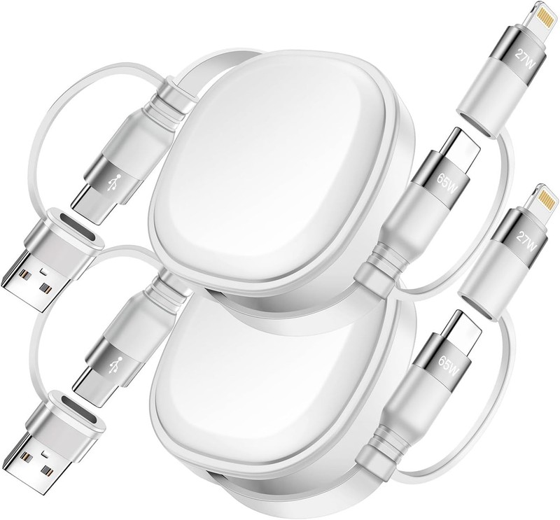 Minlu 65W Retractable 3.86 feet (cable), Compact (charging case), White