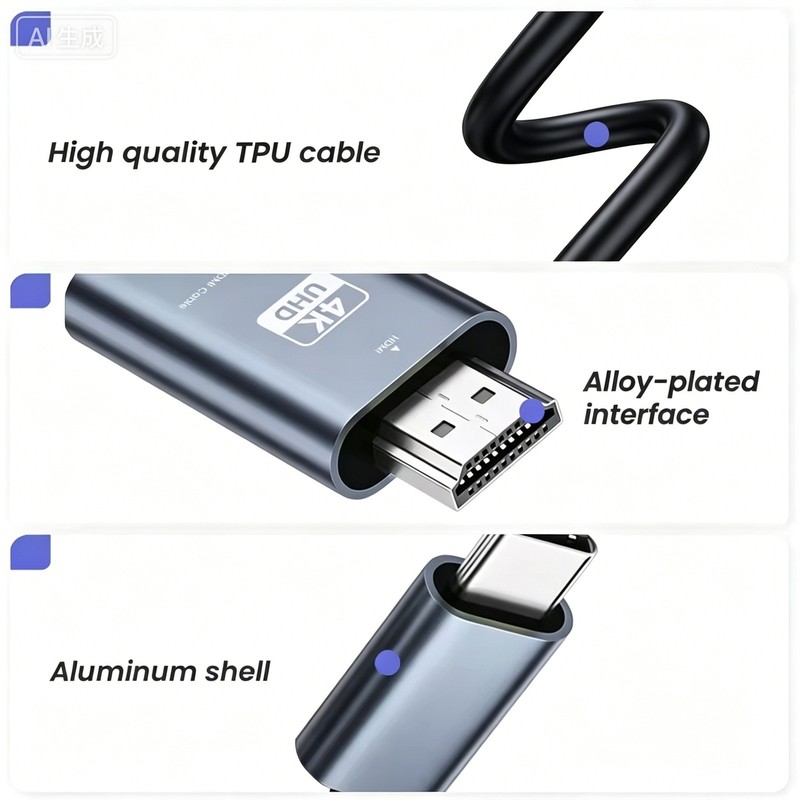 For Android iPhone17 17e 16 16e 15 Pro Air USB C Type C to HDMI Cable HDTV Cord gallery