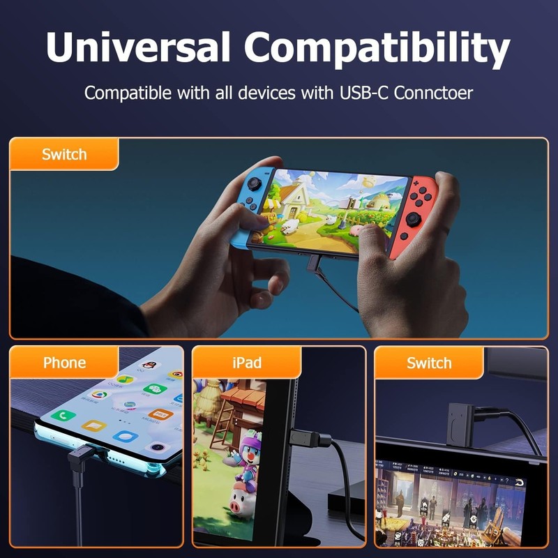 Angled USB C Adapter 2 Pack Male to Female 90 Degree Extender for Phone Tablet gallery
