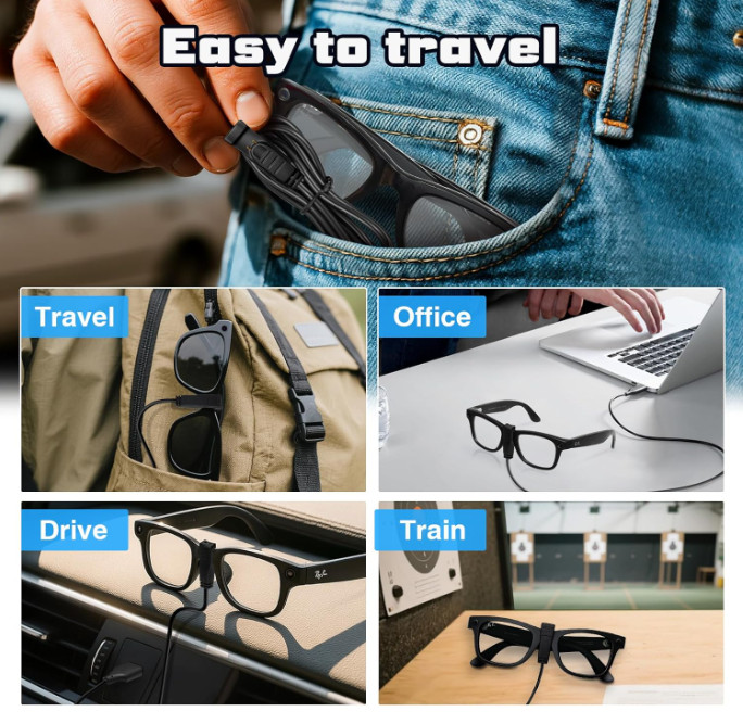 Lightweight USB Charger for RayBan Meta Accessories - Fast Clip-On Design gallery