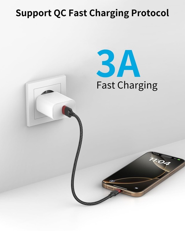 6 Inch USB C to USB A Cable 2 Pack Fast Charging Cord Short Nylon Braided for gallery