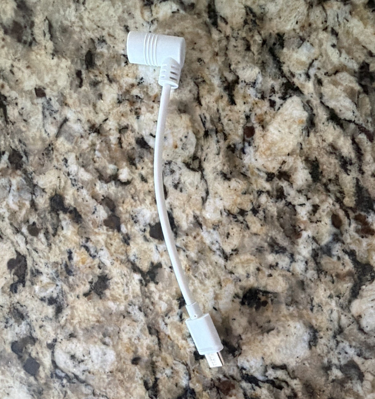 USB-C Right Angle Reversible Charging Cable, White, Less Than 1 ft