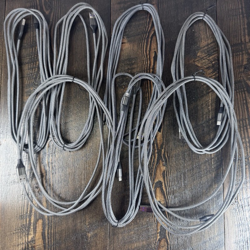 7 Charging Cables USB to Lightning 9+ Feet Gray iPhone iPad MFI Certified Cable