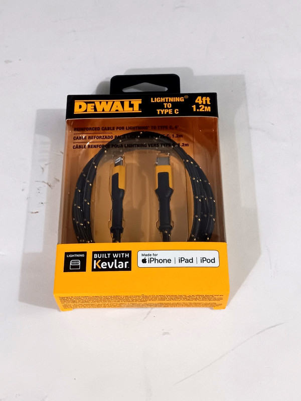 DeWalt Type C Reinforced Braided Cable For iPhone/iPad/iPod 4ft #DXMA1311357