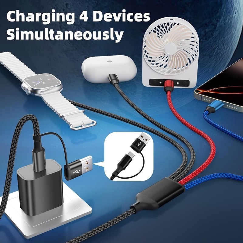 Dual Type-C Ports 4 in 2 Multi Charging Cable for iWatch Charger/iPhone 17 | ... gallery