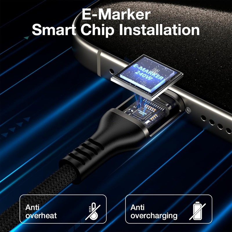 240W USB Type C to C Fast Charging Cable 6.6ft, for iPhone 15 Pro Max, Macbook gallery