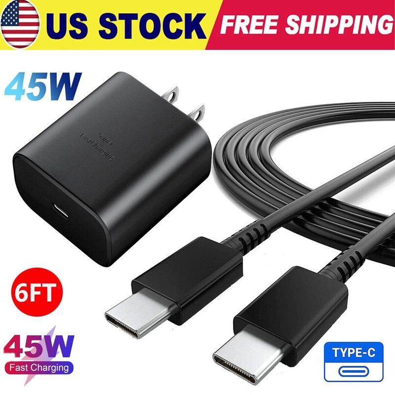 45W Super Fast Wall Charger 6FT Type USB-C Cable Fit Samsung Galaxy S20- S22 S23
