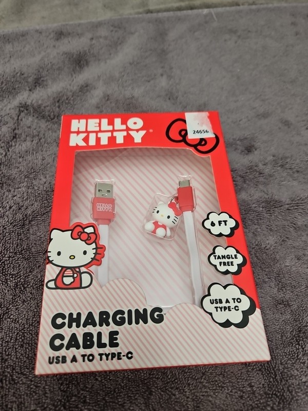 Hello Kitty 6 Foot Charging Cable, USB A to Type C