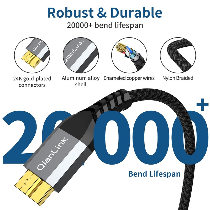 10Gbps Micro B to USB C Hard Drive Cable 1.6FT External Hard Drive Cable gallery