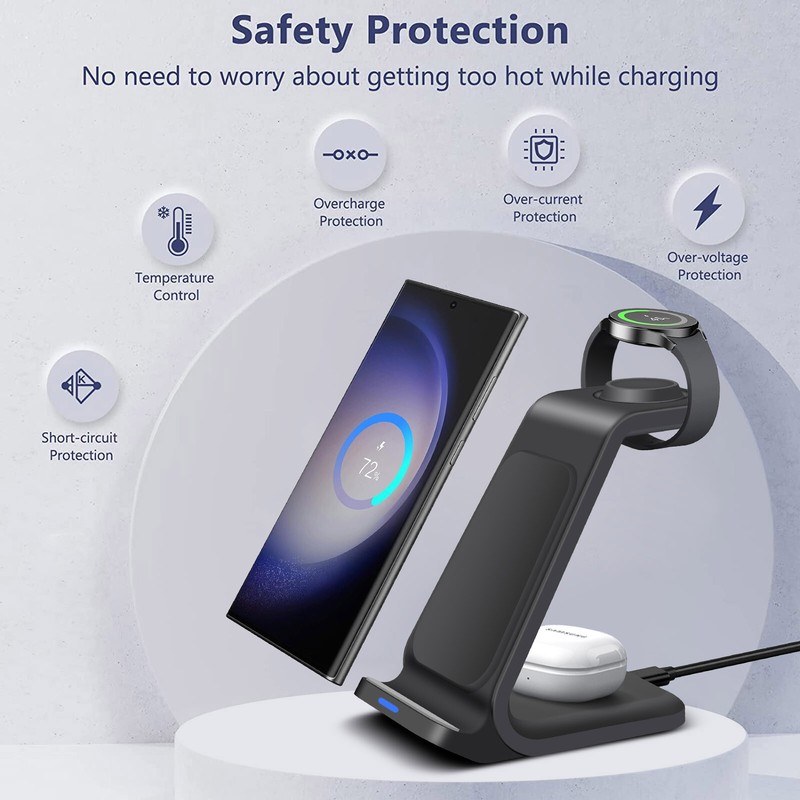 3in1 Fast Wireless Charger Dock Station For Samsung Galaxy S25 S24 Note9 Watch 7 gallery