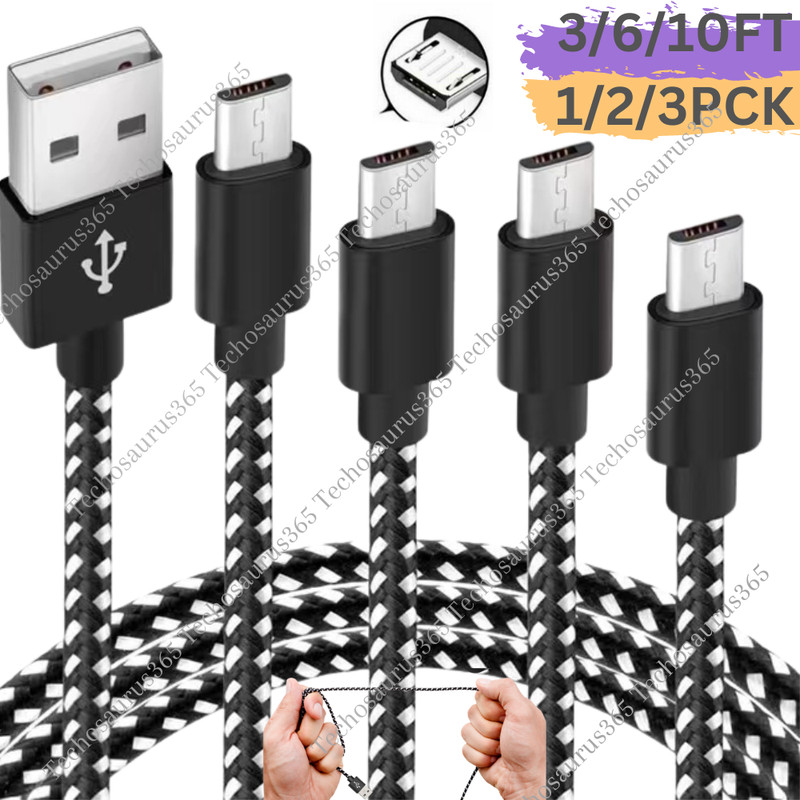 3/6/10Ft Micro USB Fast Charger Data Sync Cable Cord For Samsung HTC Android LG