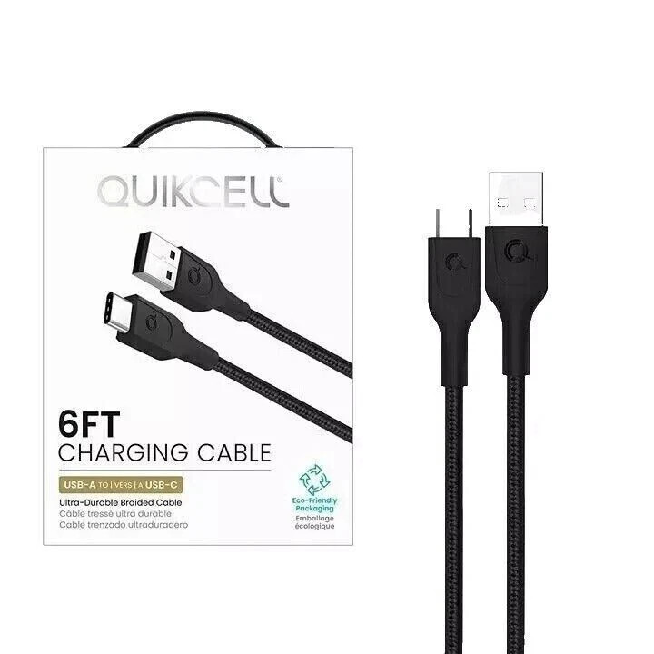 QuickCell 6Ft Charging Cable USB-A TO USB-C FAST CHARGE NAME BRAND QUALITY