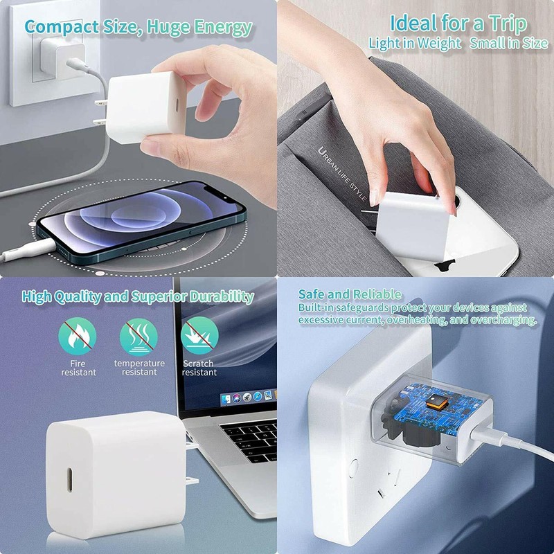 1-1000X Lot 20W USB-C Charger Adapter For iPhone 17 16 15 14 13 12 11 Pro Max XS gallery