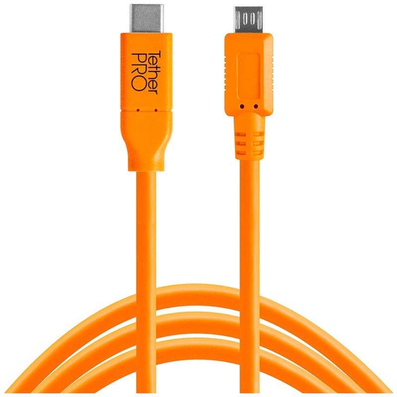 High-Visibility Orange USB-C to Micro-B Cable