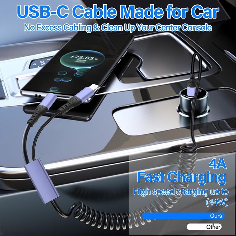 JSADZKJ Coiled USB-C Splitter Cable USB-A to Dual Spring 5.9 feet gallery