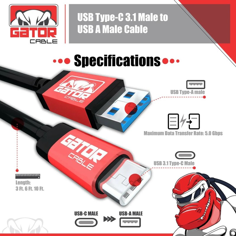 USB-C To USB-A 3.1 Phone Fast Charger Cable Data Sync Type C Cord Universal 10FT gallery