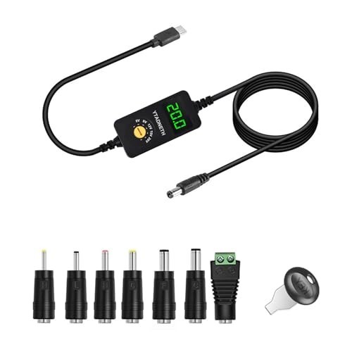 USB C to DC PD Trigger Cable 5V 9V 12V 15V 20V Adapter w/ LED Display