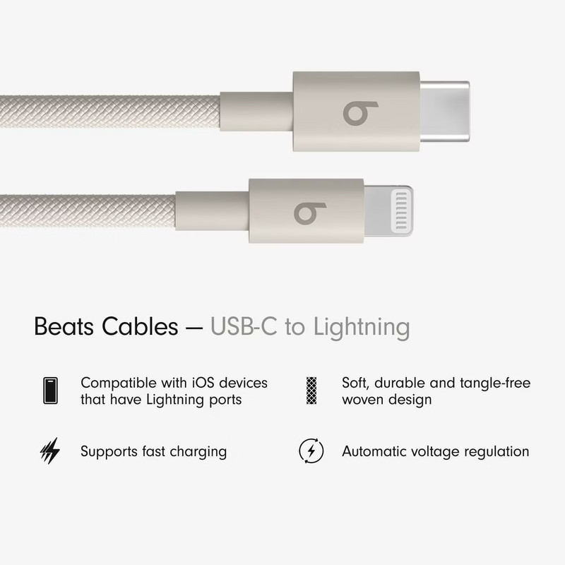 10 Ft Foot 8-Pin To USB-C Cable White Braded gallery
