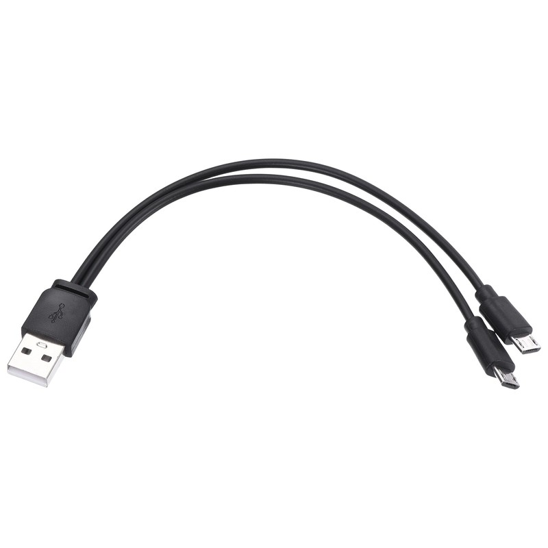 Multi Charging Cable, 2 in 1 USB A to Micro USB Splitter 8″, Black
