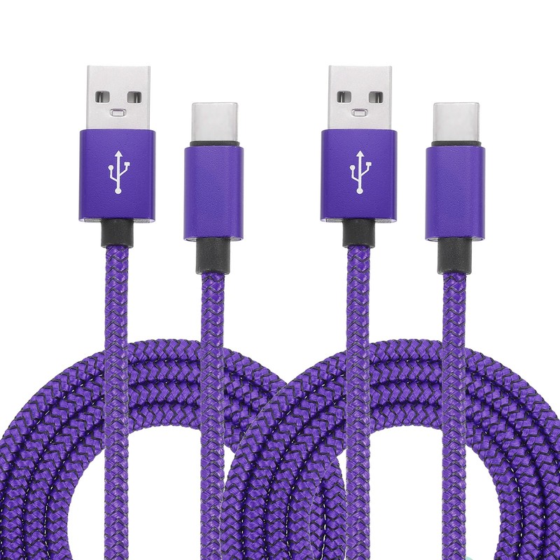 9.84ft USB Type C Charger Cable 2pcs 2.4A Type-C Braided Data Cord Purple