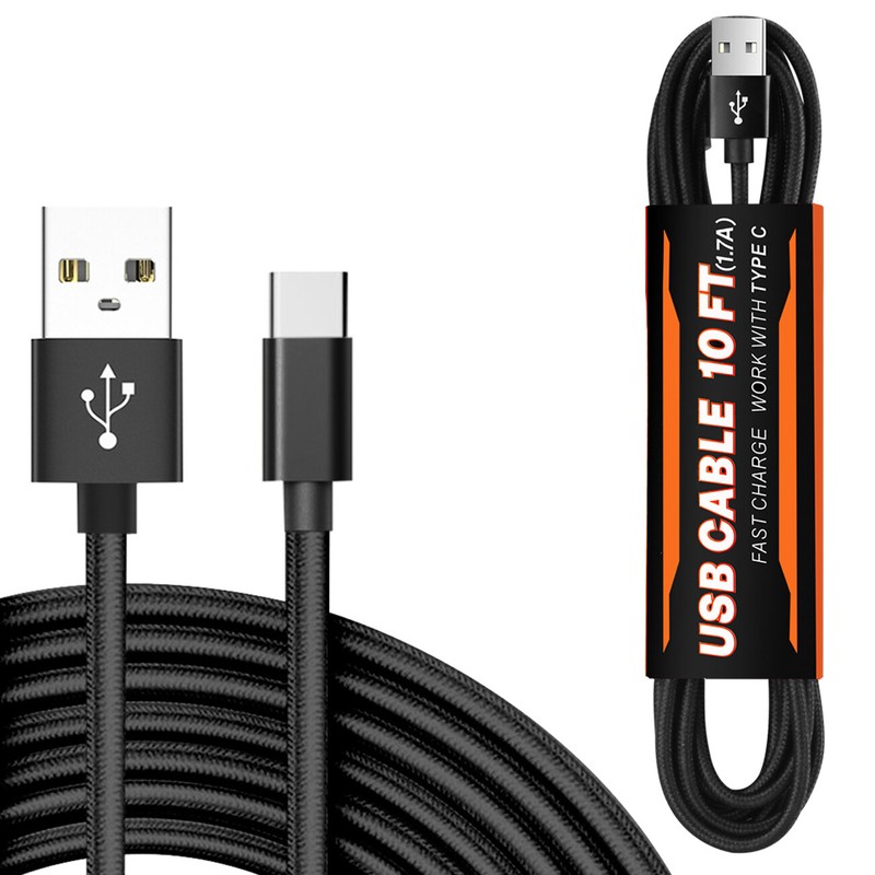 Reiko 1.7A 10FT USB Cable For TYPE-C In Black