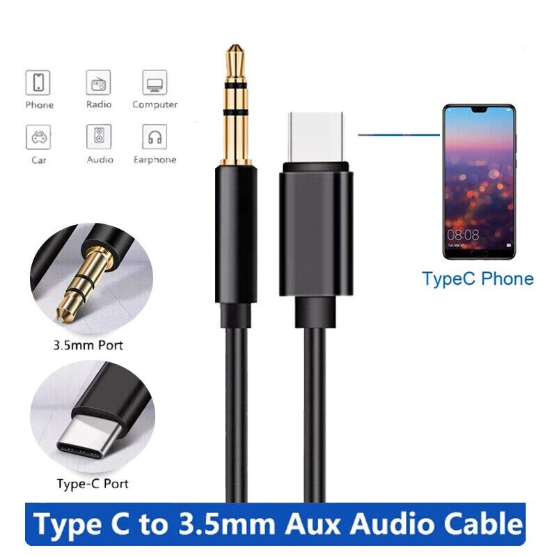 For iPhone 15/Pro/Max/Plus - USB-C to 3.5mm Aux Cable Audio Cord Car Stereo USA gallery