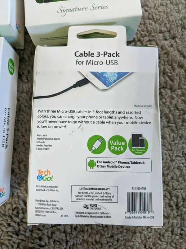 6 x 3-Pack Tech & Go Cable Micro USB 3ft Cables Android Value Pack, Android gallery