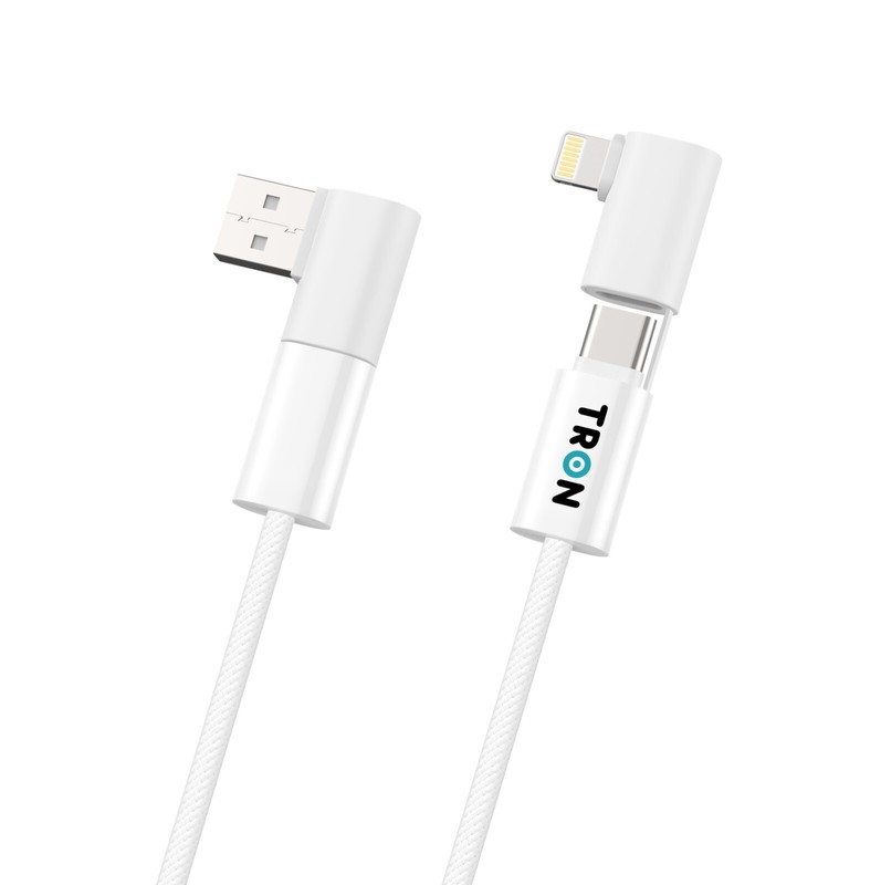 4-in-1 USB A to C and L Braided Charger Cable - 6FT, White-TR46 gallery