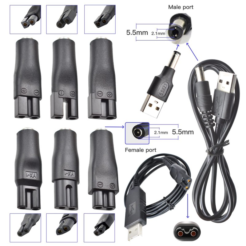 10-Piece Power Cord Charger Set for Norelco Clippers