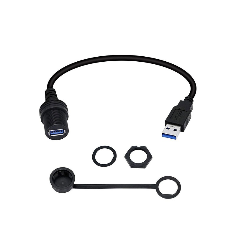USB 3.0 A M/F Mount Extension Dash Flush Dashboard Cable for Car Boat Motorcycle gallery