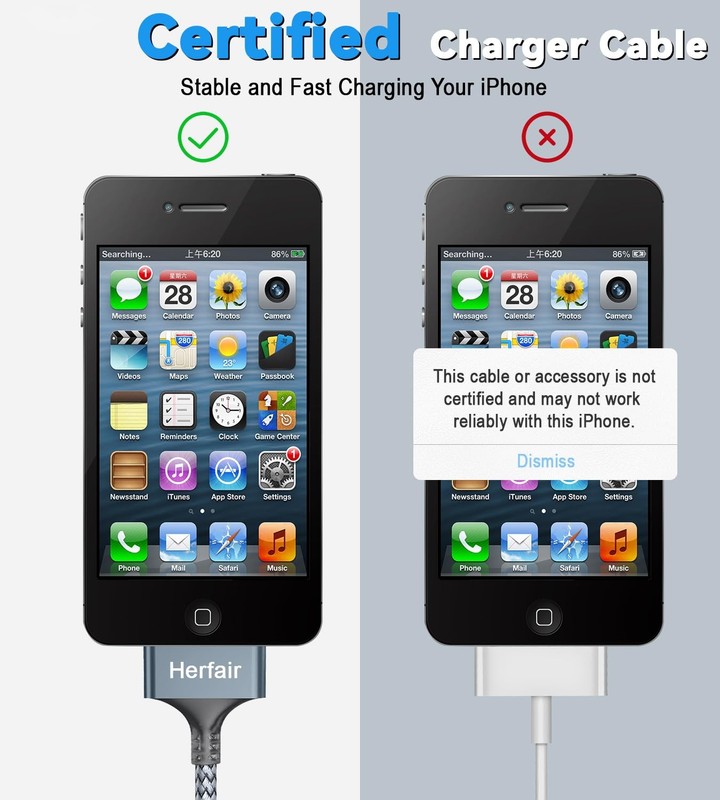 Herfair 30 Pin to USB C Charger Cable Braided Cord for Charging & Data Sync gallery
