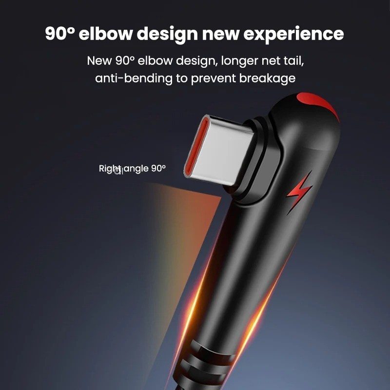 120W USB to Type C Cable 90 Degree Right Angle Fast Charging Data Cord gallery