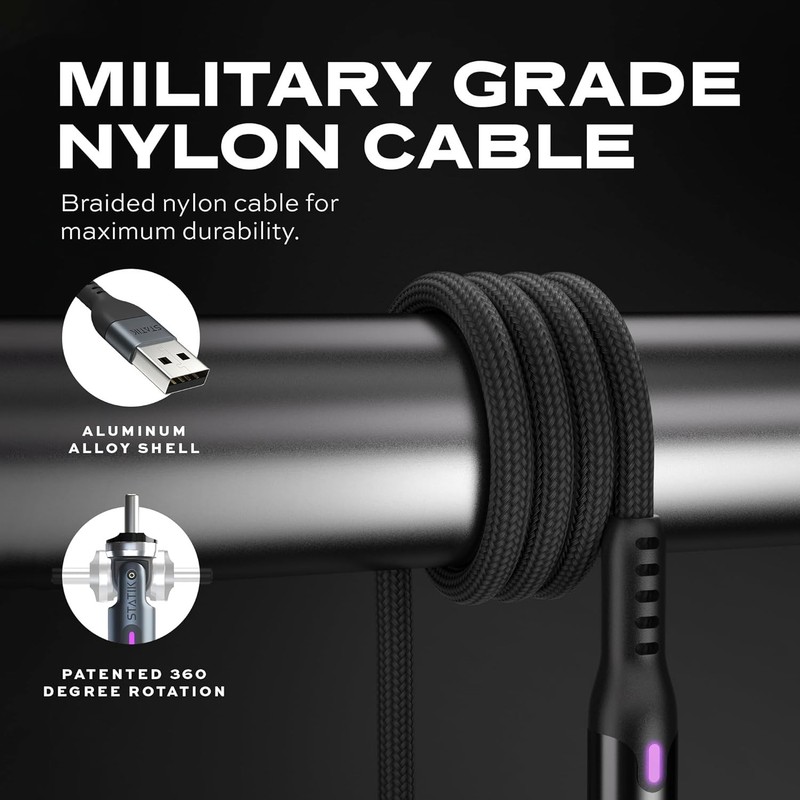 3FT USB C Cable 3-Pack – Fast 15W Charging with Rotating Head & Data Transfer gallery