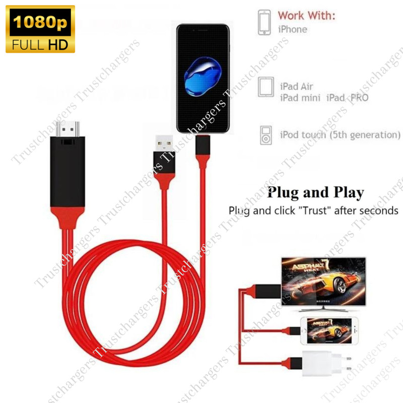 1080P Phone to HDMI HDTV AV TV Adapter Digital Cable For iPhone 14/11/12/8/iPad