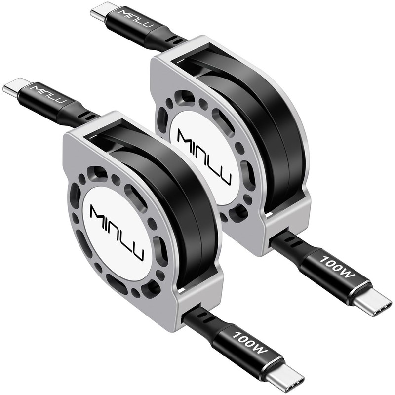 Retractable USB C to USB C Cable4 Ft, 2Pack,100W USBC 5A Fast Charging Co