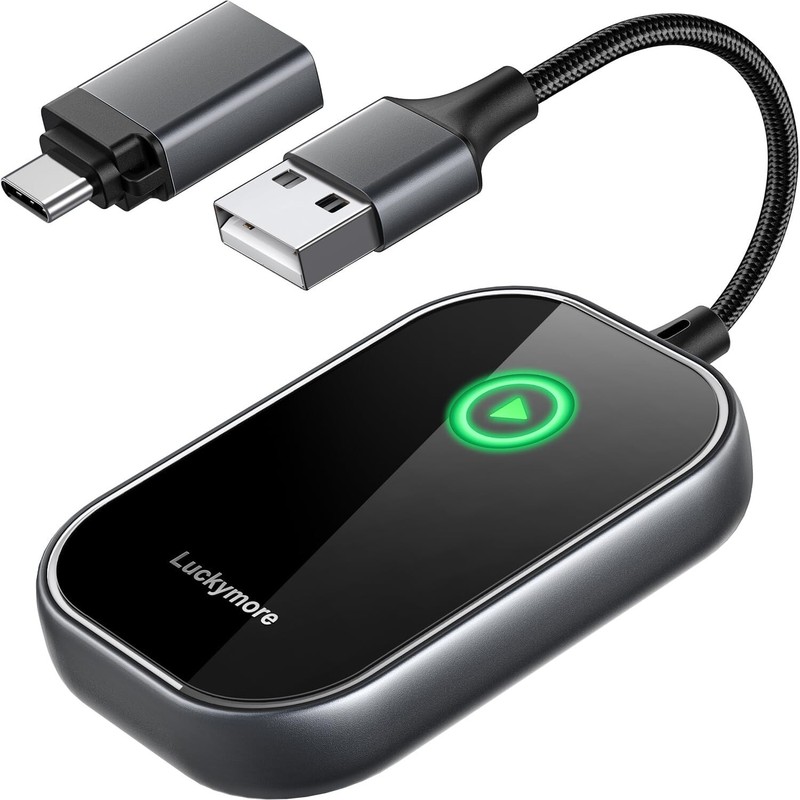 Luckymore Wireless Carplay Adapter Converts Wired to Wireless Carplay Dongle