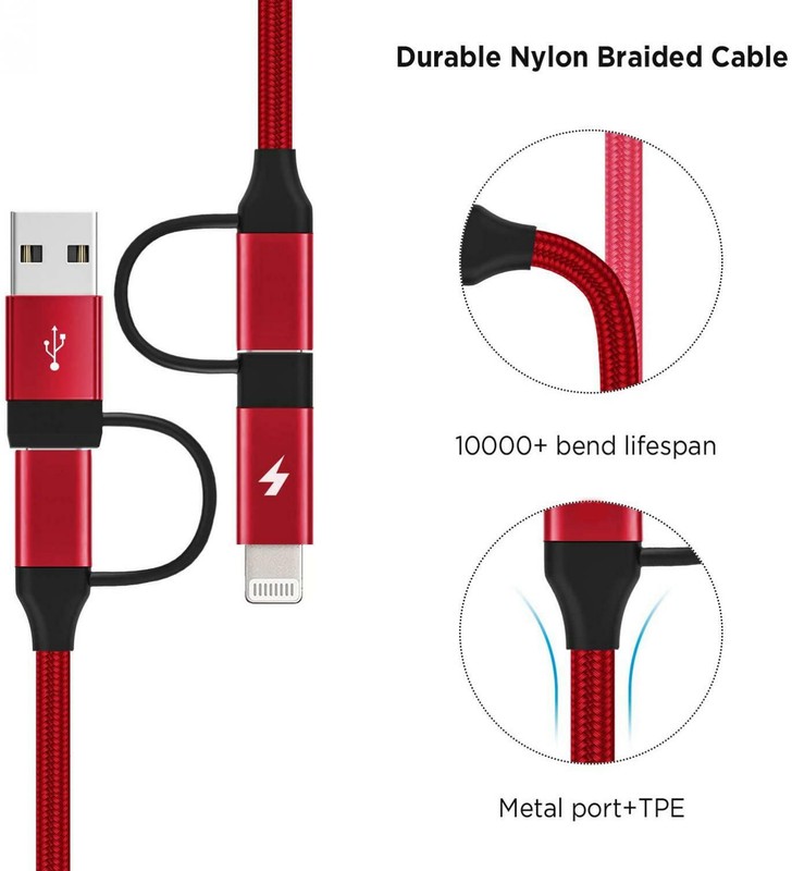 4-IN-1 USB-C CABLE FAST CHARGER POWER CORD WIRE for iPHONE iPAD PHONES TABLETS gallery