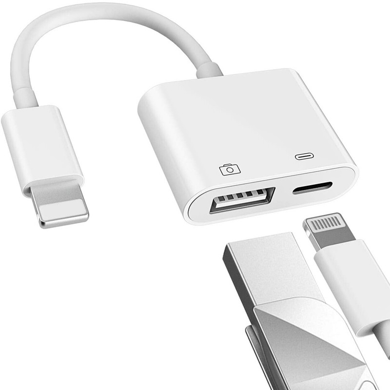 [Plug&Play] Portable USB Camera Adapter for iPhone 13 12 11 OTG w/Charging Port gallery