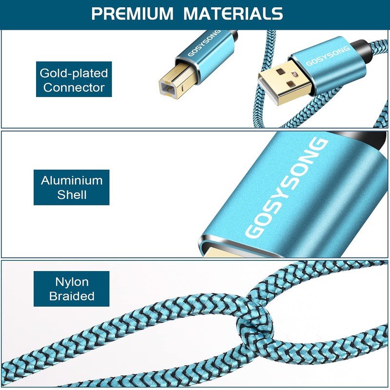 Active 40ft USB 2.0 A to B Cable High Speed Printer Cord Blue gallery