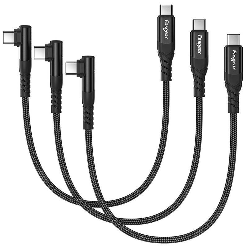 High-Speed 60W Fast Charging USB C Cable - 3 Pack 1ft with Right Angle Design gallery