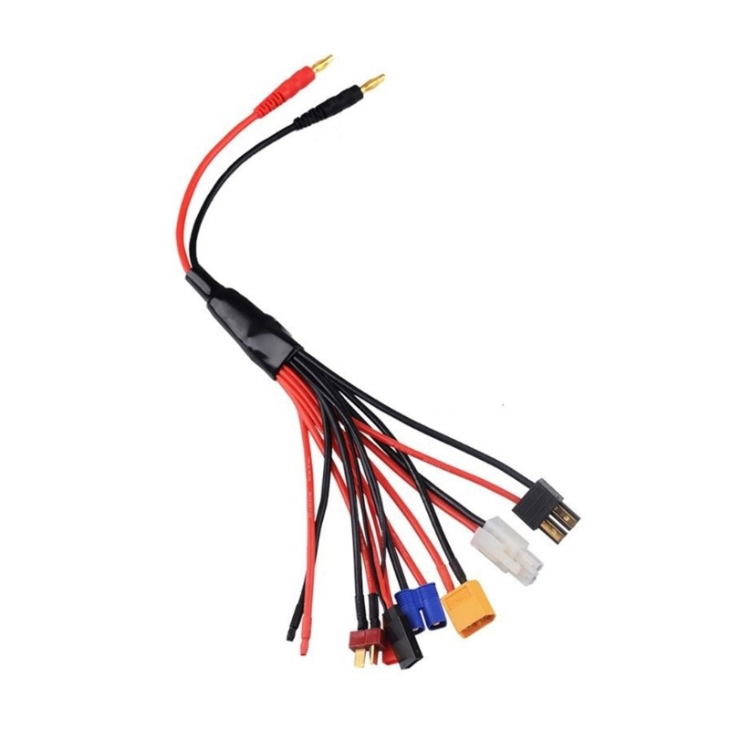 1 to 8 Battery Charger Adapter Connectors Splitter Cable 4.0mm Banana Plug