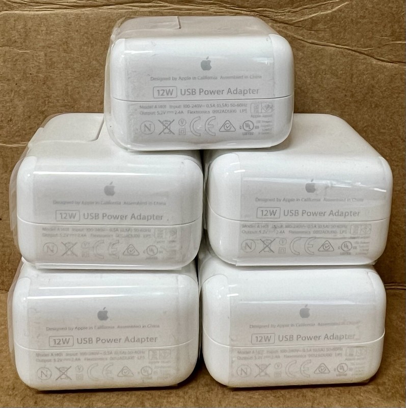 Lot of 5 OEM Apple 12W USB Power Adapter Original New Universal Charger