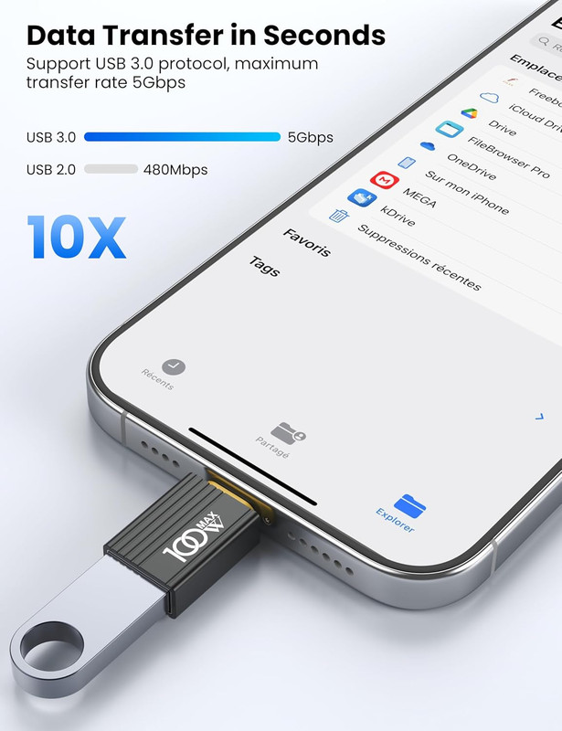 10-Pack 100W USB to USB C Adapter,Usbc Male to a Female OTG Adapter High Speed D gallery