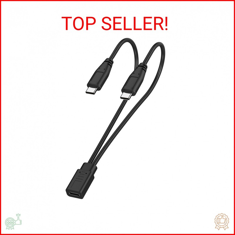 weishan 2-in-1 USB C Splitter Charge Cable, USB-C Female to 2 Type-C Male 1 in 2